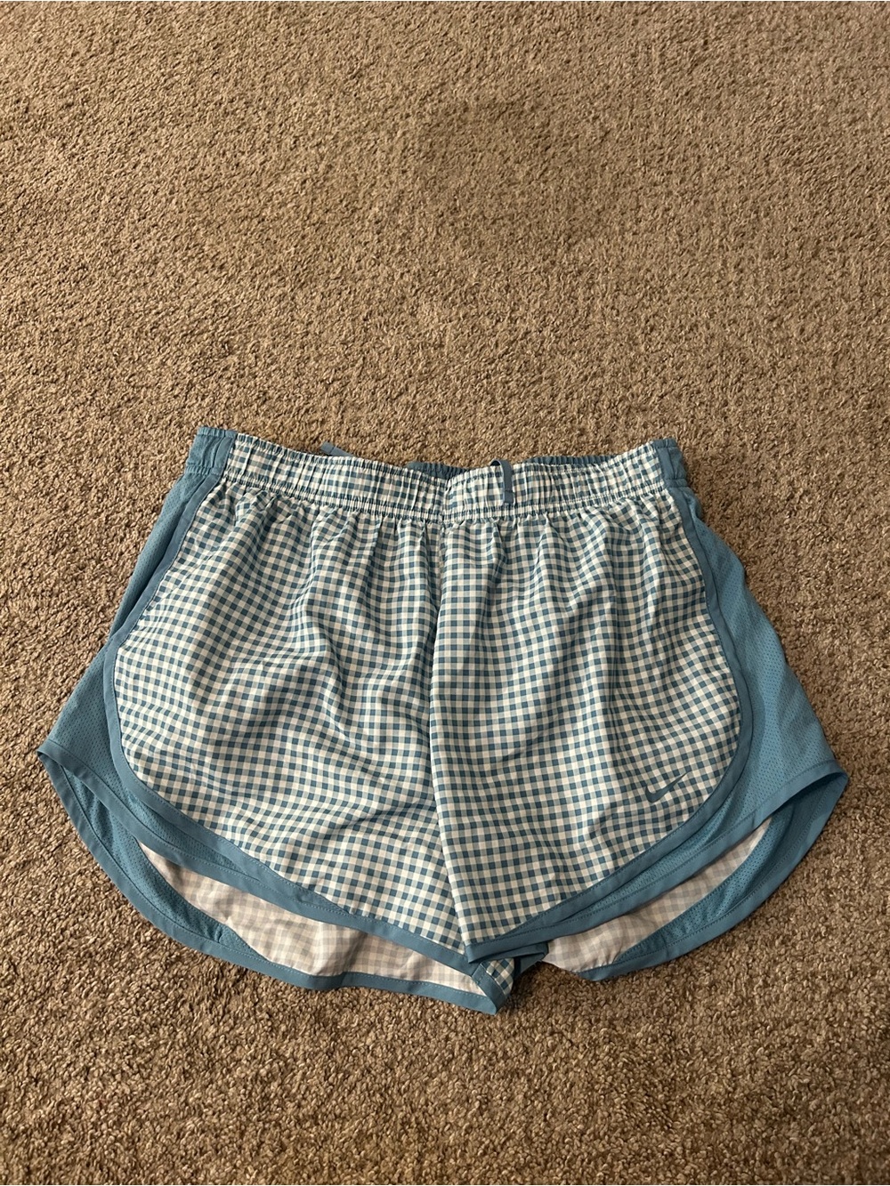 Light Blue Gingham Women's Nike Shorts
